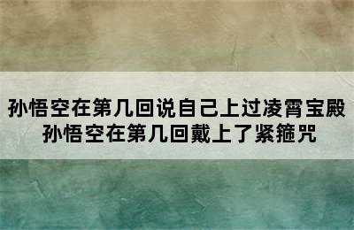 孙悟空在第几回说自己上过凌霄宝殿 孙悟空在第几回戴上了紧箍咒